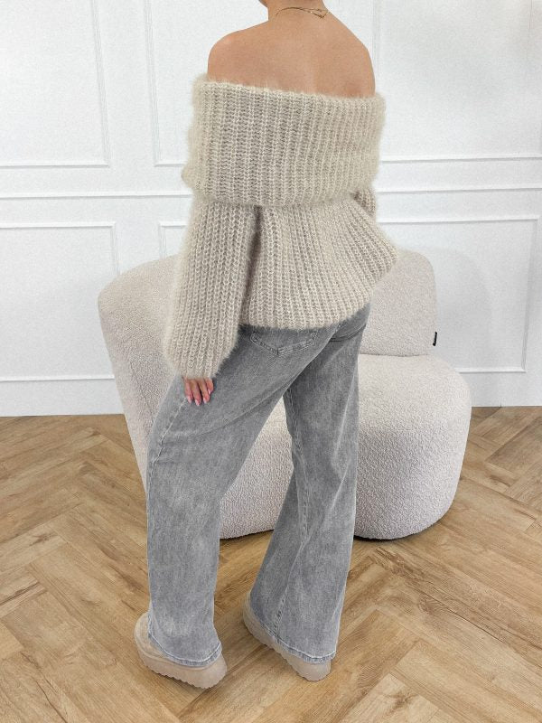 Kae Off Shoulder Sweater Beige